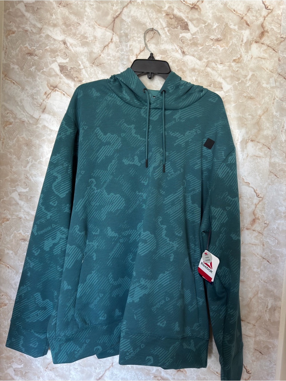 Reebok Men’s Teal Camouflage Lightweight Hooded Jacket